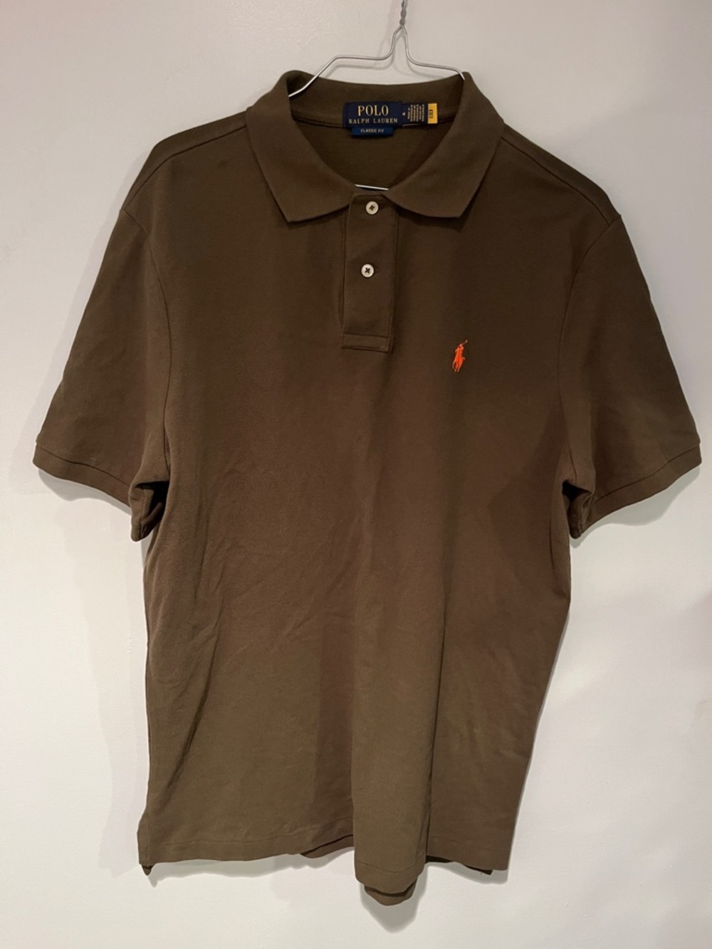 Polo by Ralph Lauren Olive Brown Short-Sleeve Polo with Orange Logo